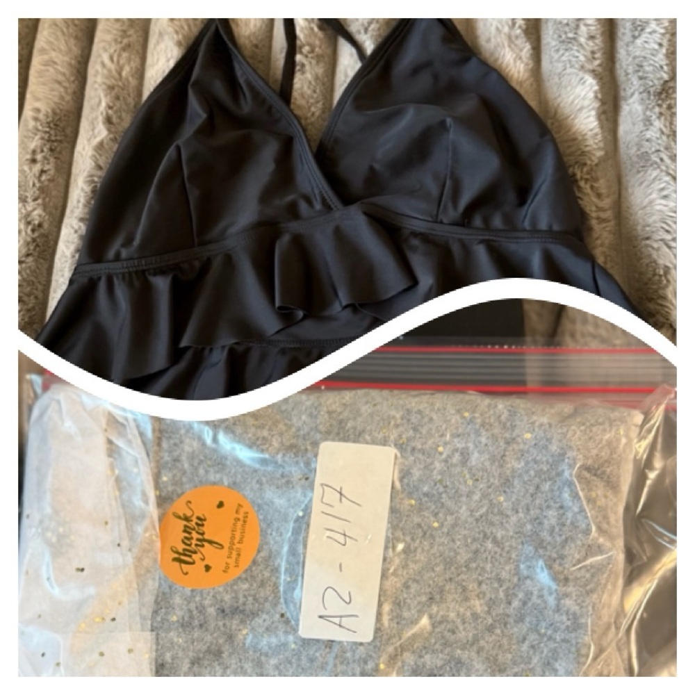 Black Ruffled Crop Top - Picture 8 of 9